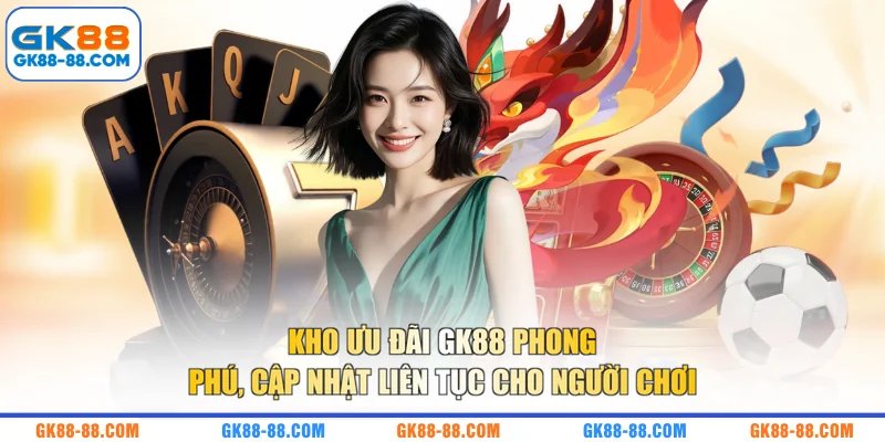 Kho ưu đãi GK88 phong phú, cập nhật liên tục cho người chơi